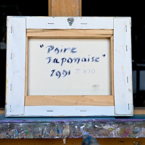 Oil painting, still life "Poire japonaise"  (Pear Japanese) 8"x12" original - Picture 4 of 4